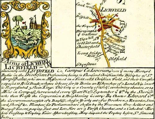 Old map of Lichfield