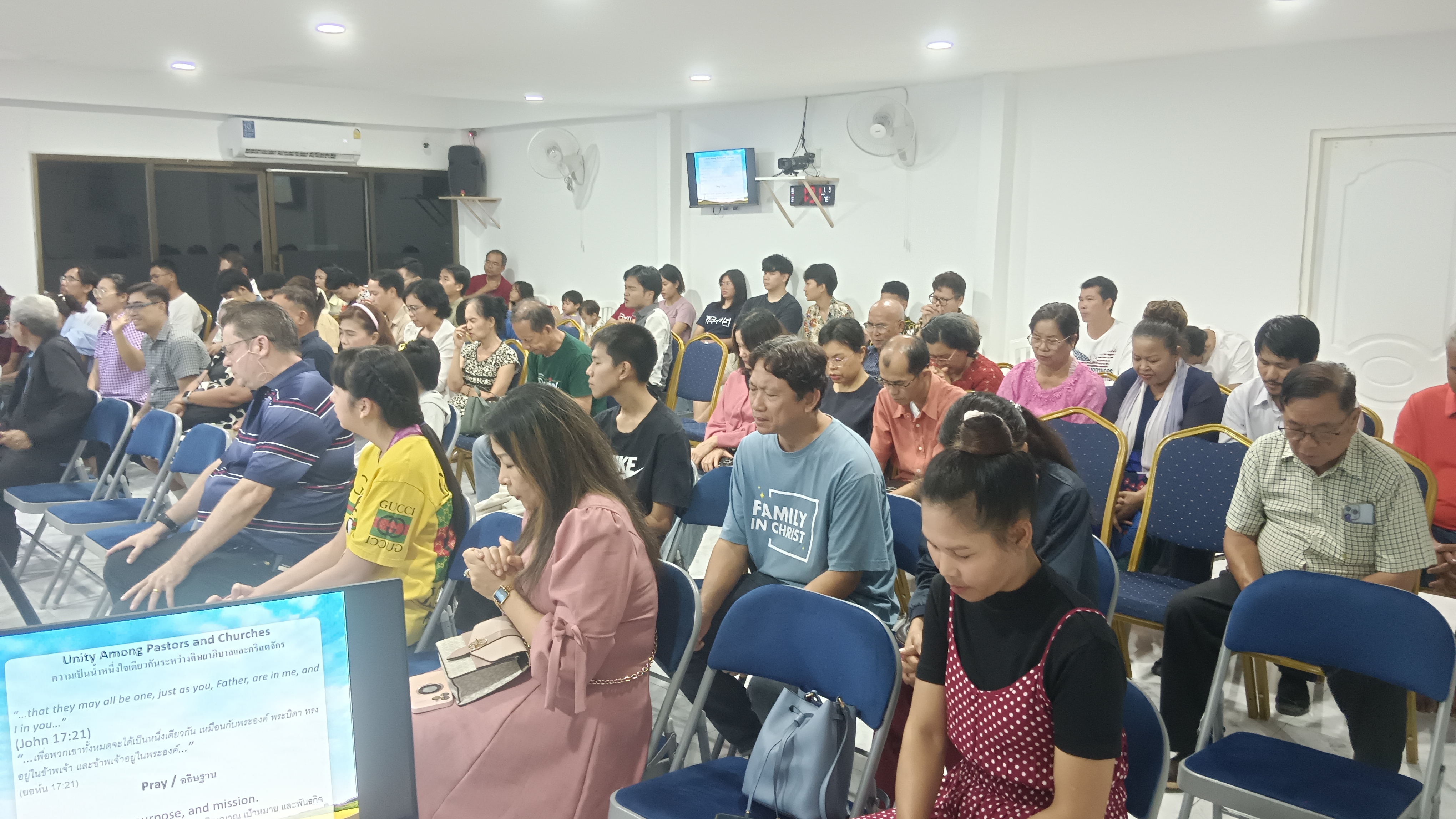 Church members gathering for prayer