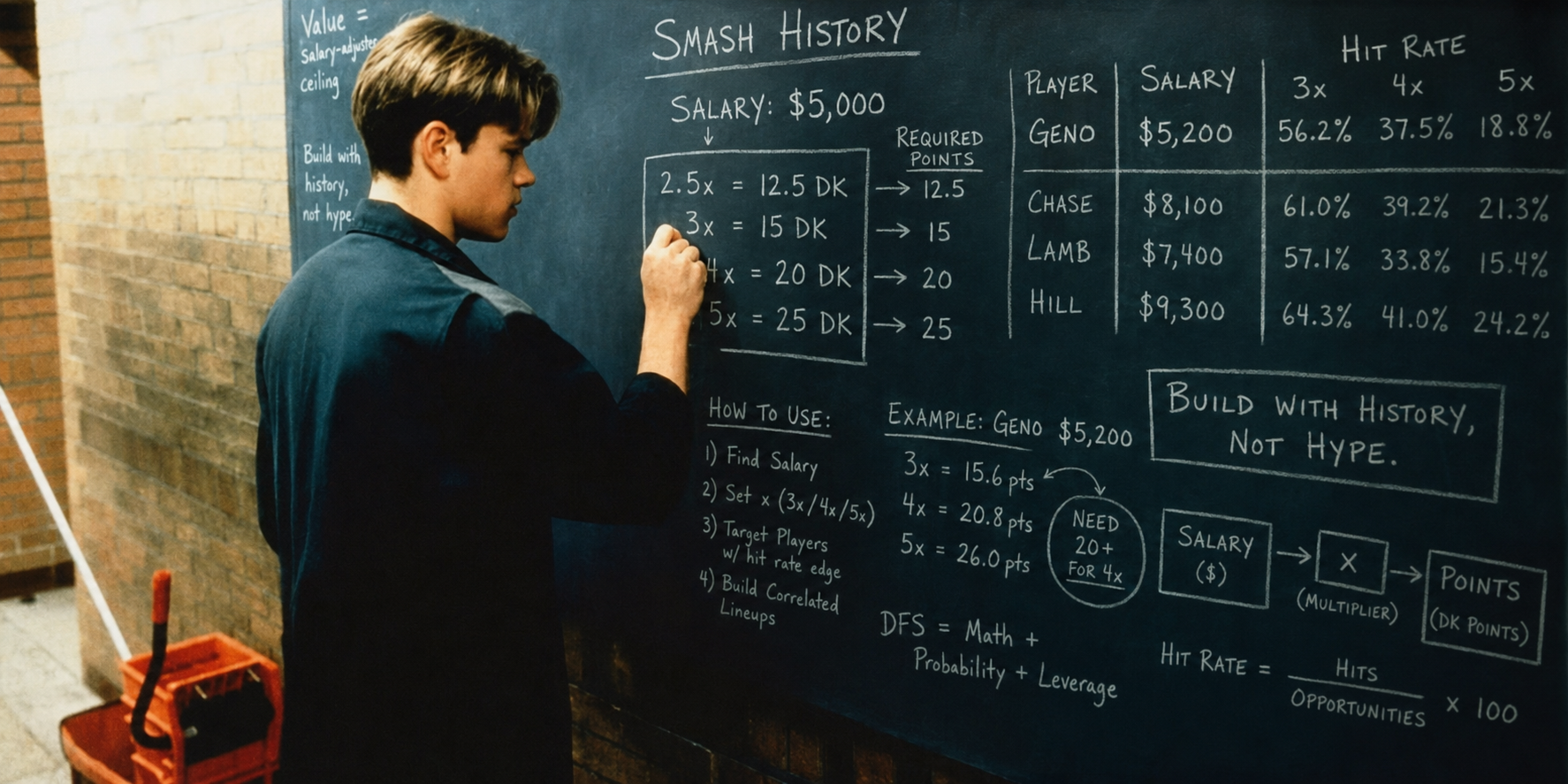 Smash history calculations on a chalkboard